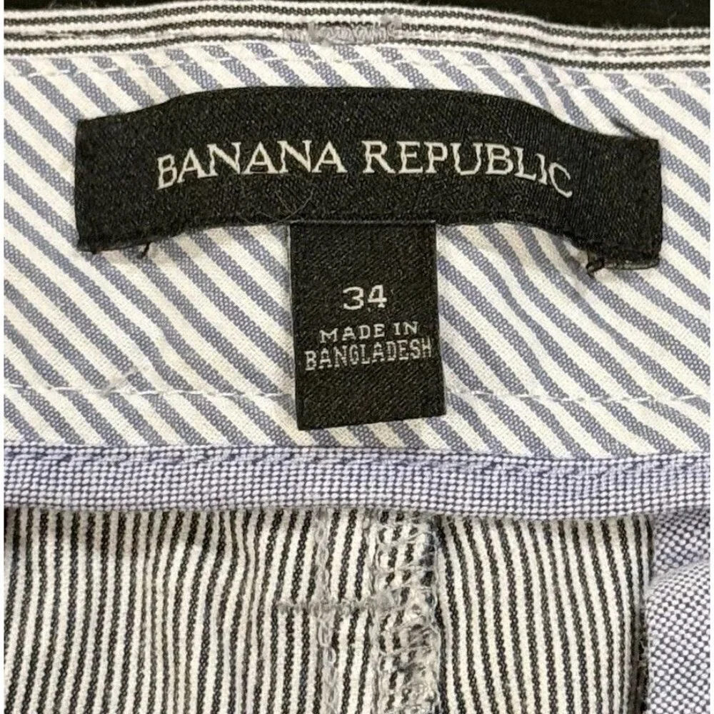 Banana Republic Mens Sz 34 Pinstriped Preppy Navy Stripe Cotton Bermuda Shorts